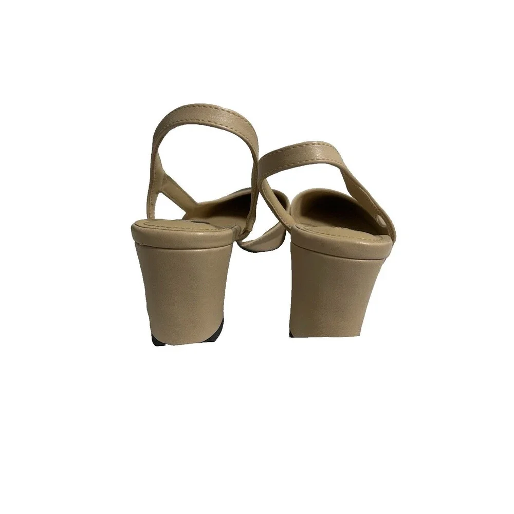 MIRAAZZURRA Women Sling Back Pumps Chunky Heels Round Toe Casual 2 Tone 9.5 - Picture 7 of 10